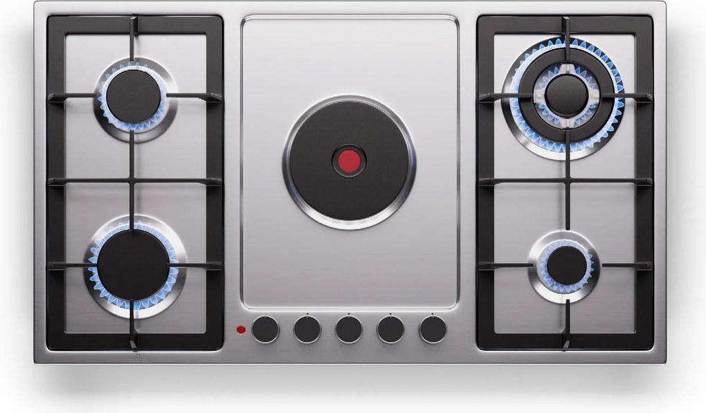 Klarstein MultiChef 5 Hot Plate, villany és gáz főzőlap, 5 főzőzóna, 4 égő, 1 villany főzőlap
