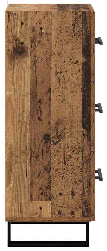 Széf fiókkal Öreg fa 34,5 x 34 x 90 cm Műszaki fa és vas