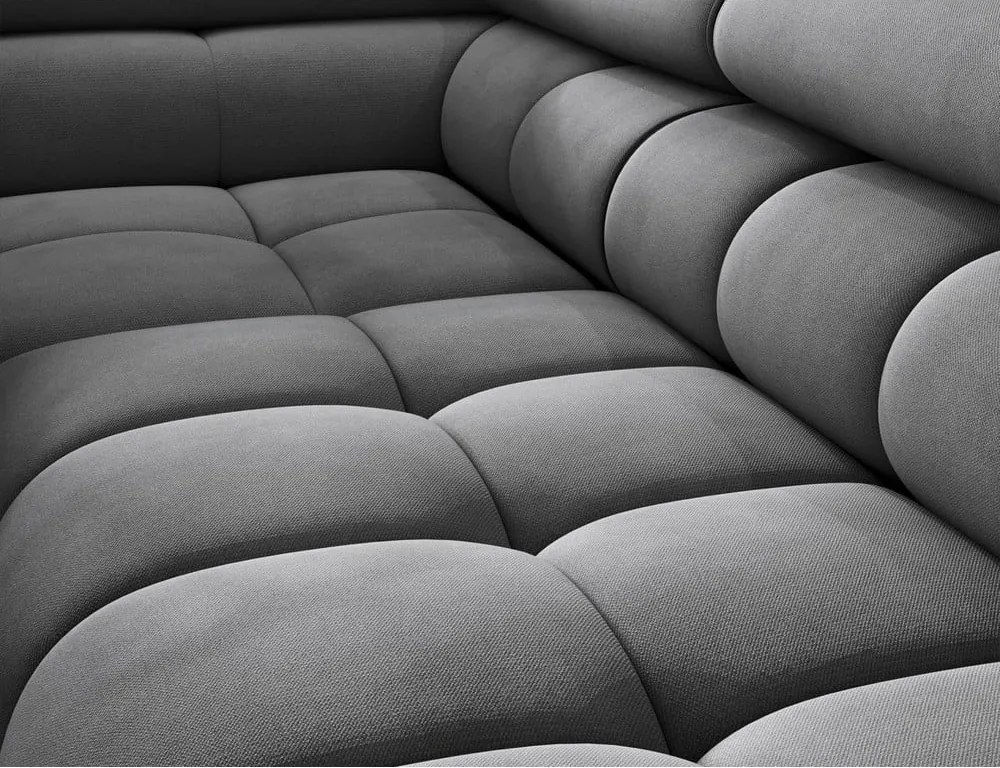 Sötétszürke bársony kinyitható-tárolóhelyes sarokkanapé (bal oldali-L alakú) Ferucce – ELTAP