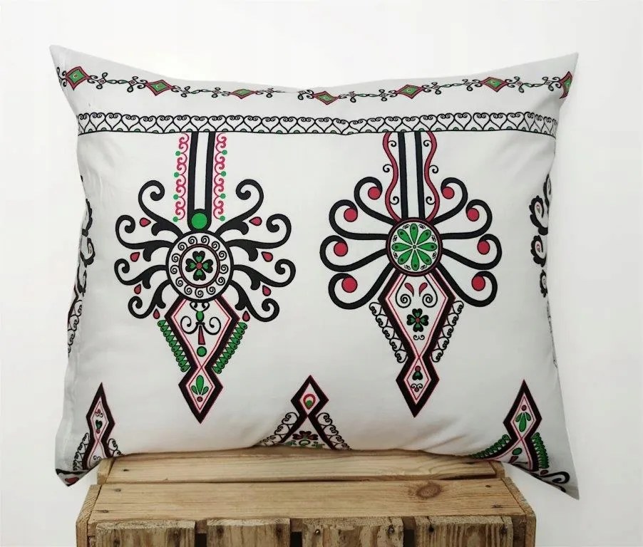 Párnahuzat Prémium fehér hegyvidéki 50x70 Zakopane népi