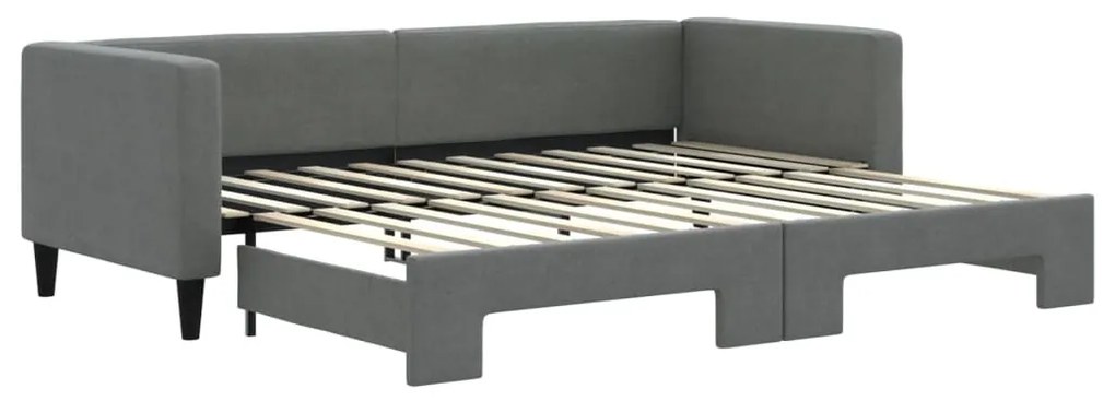 sötétszürke szövet kihúzható heverő 80 x 200 cm