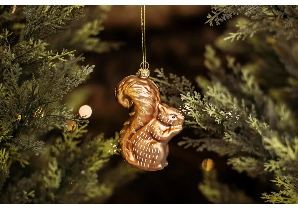 Üveg kézzel készített karácsonyfadísz 4,5 cm Woodland Squirrel – Sass & Belle