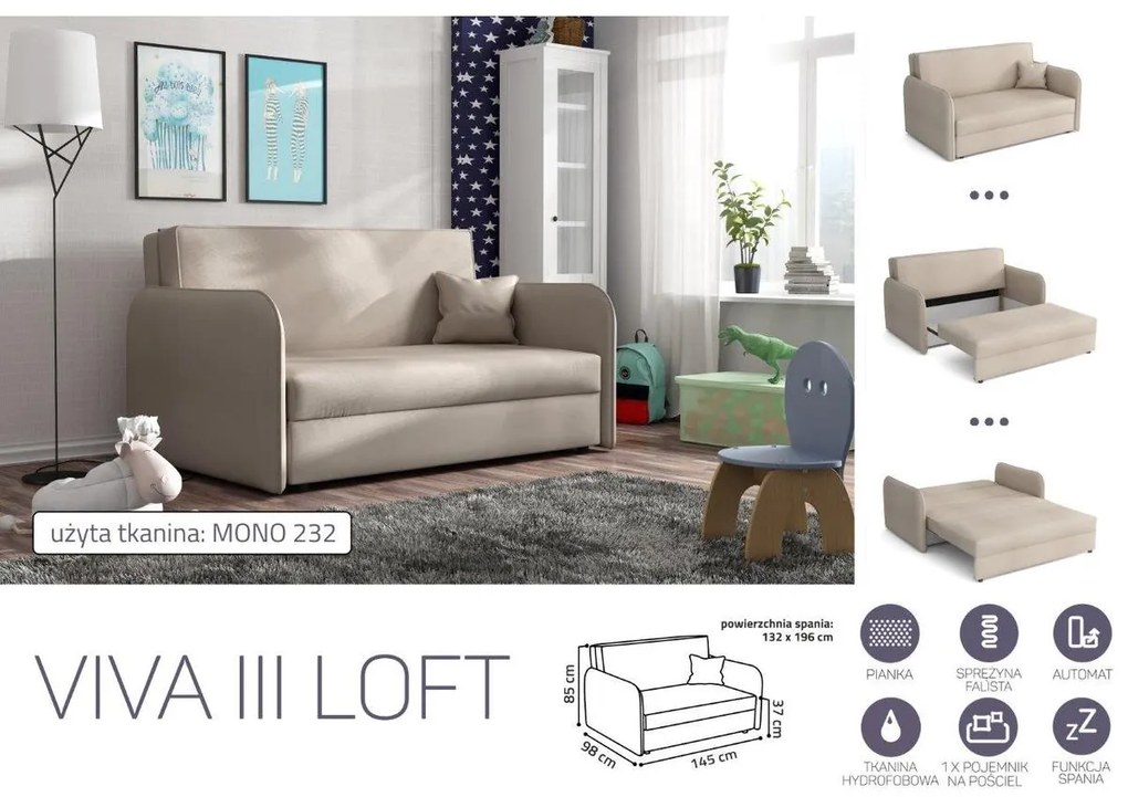 VIVA LOFT III. előre nyíló rugós kanapé