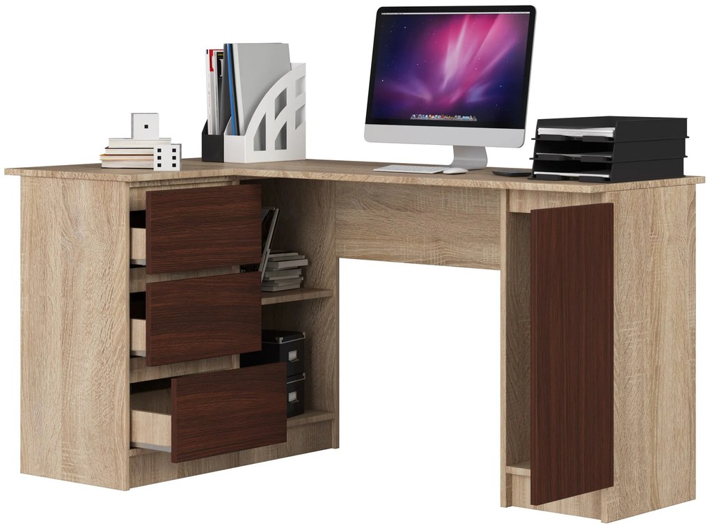 Sarok PC asztal Bevin (szonoma tölgy + wenge) (B). 1069143