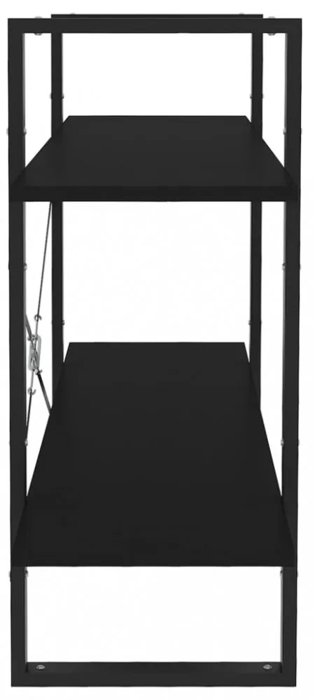 kétszintes fekete szerelt fa könyvszekrény 100 x 30 x 70 cm