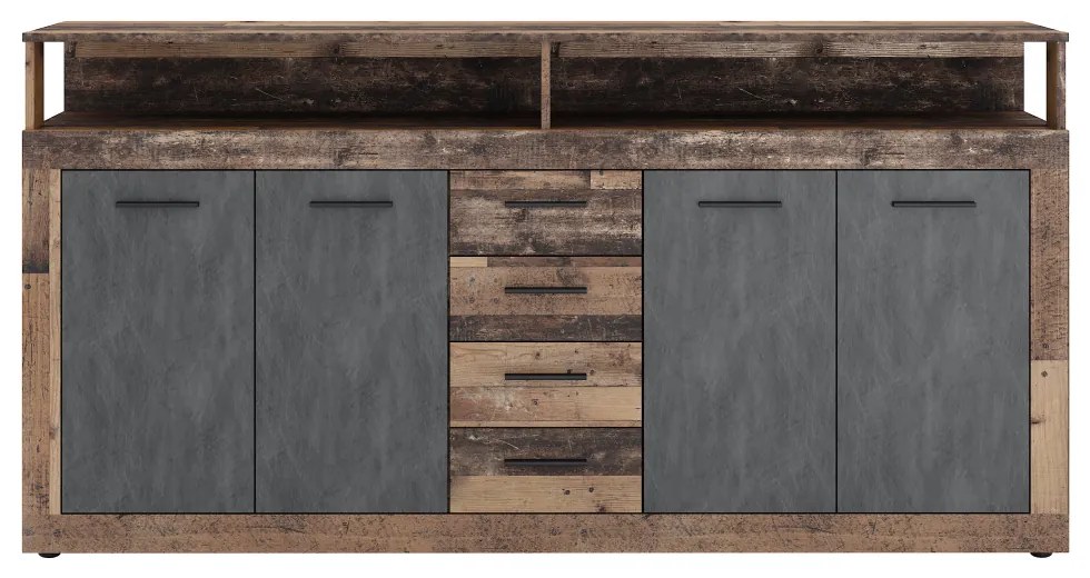 Kombinált komód, old star dark sötét tölgy/ grafit, LUNYSA