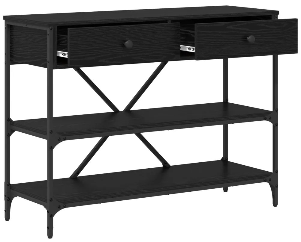 Konzol Asztal Fekete Tölgy 100x34.5x75 cm Mérnöki Fa