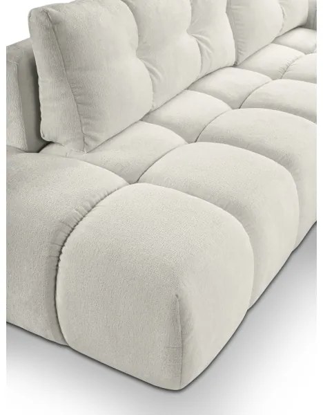 Ággyá alakítható, jobbos, L-alakú kárpitozott sarokkanapé tárolóhellyel ALMADA, bézs