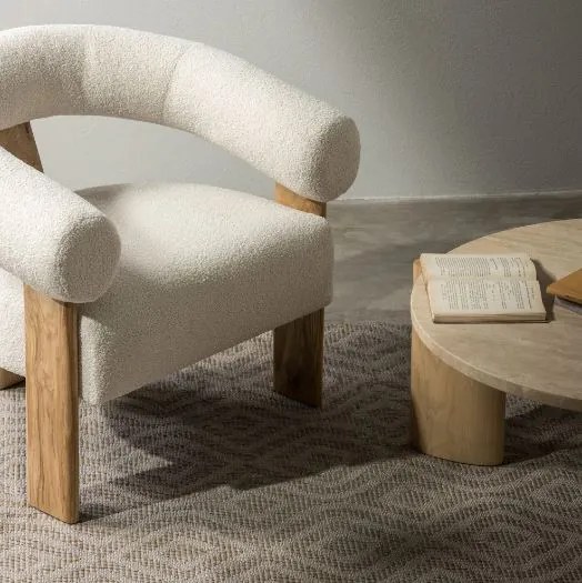 Krém design fotel KOKEI, tölgy
