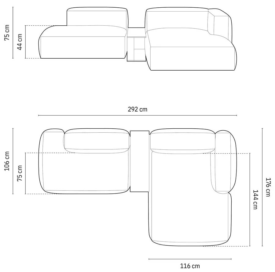 Zöld moduláris sarokkanapé (jobb oldali) Martina – Micadoni Home
