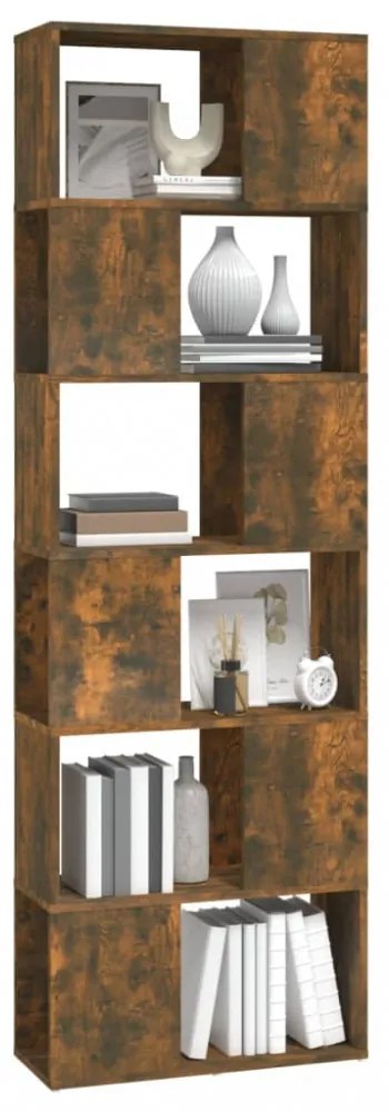 füstös tölgy színű térelválasztó könyvszekrény 60x24x186 cm