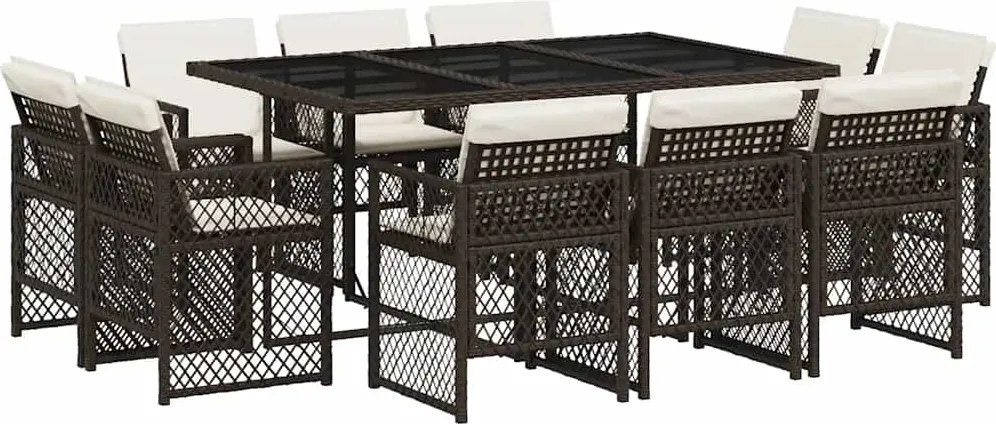 vidaXL 11 részes barna polyrattan kerti ülőgarnitúra párnákkal