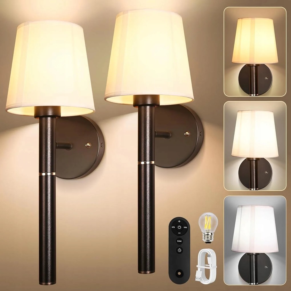 Fali lámpa Akkumulátoros 2db Led Vezeték nélküli Távirányító 5200mAh Bawoo