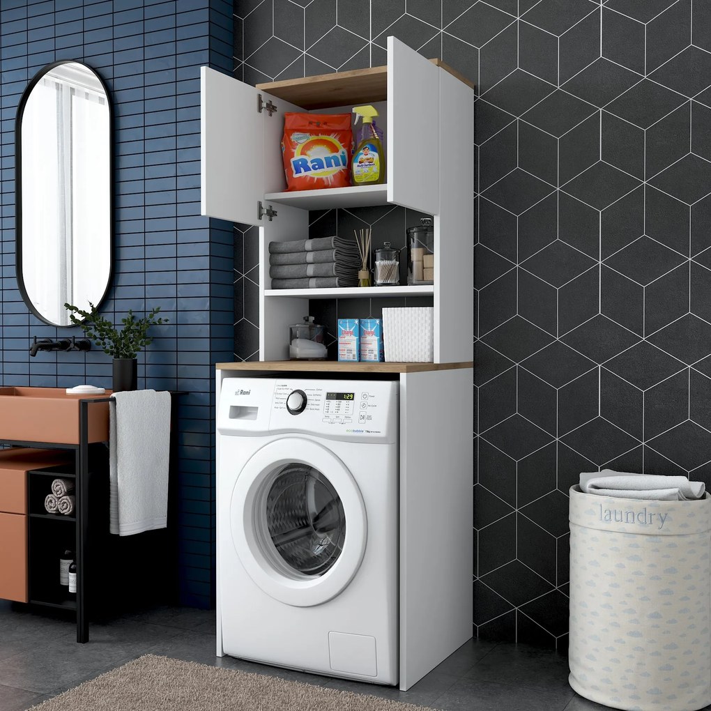 Fürdőszoba szekrény Karoline 101 (fehér + dió). Akció -27%. 1073336