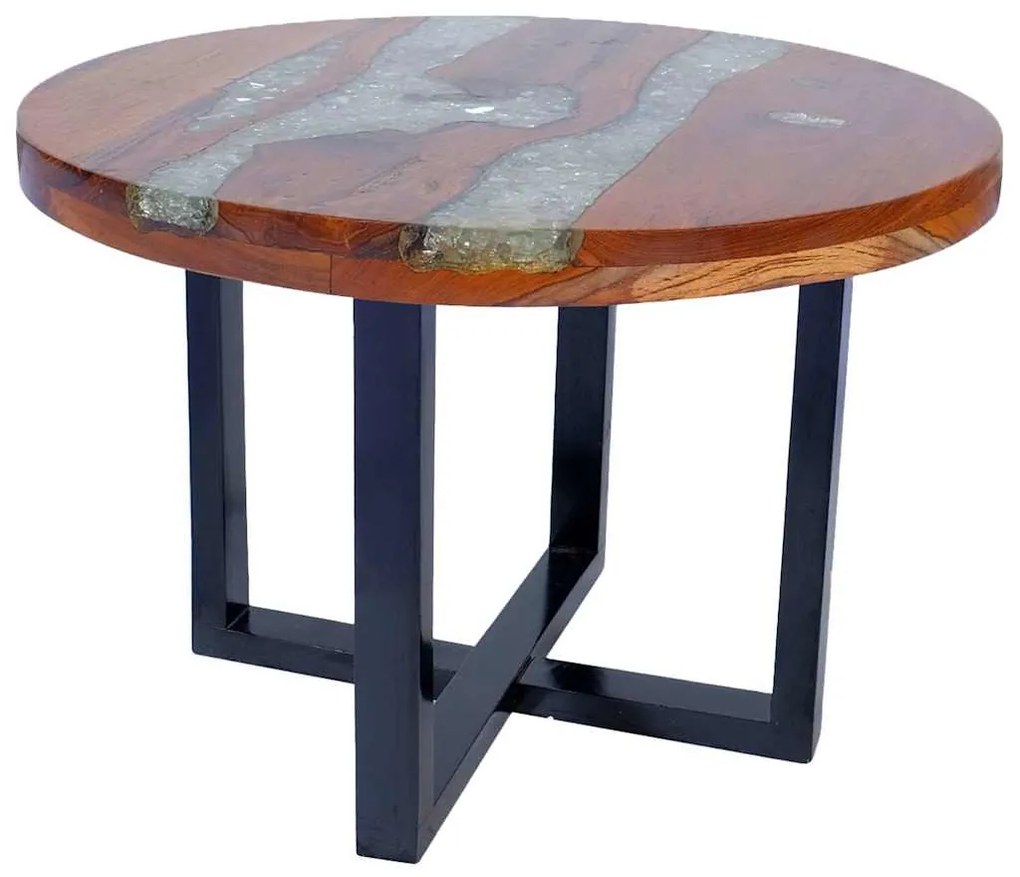 60 cm gyantázott tíkfa dohányzóasztal