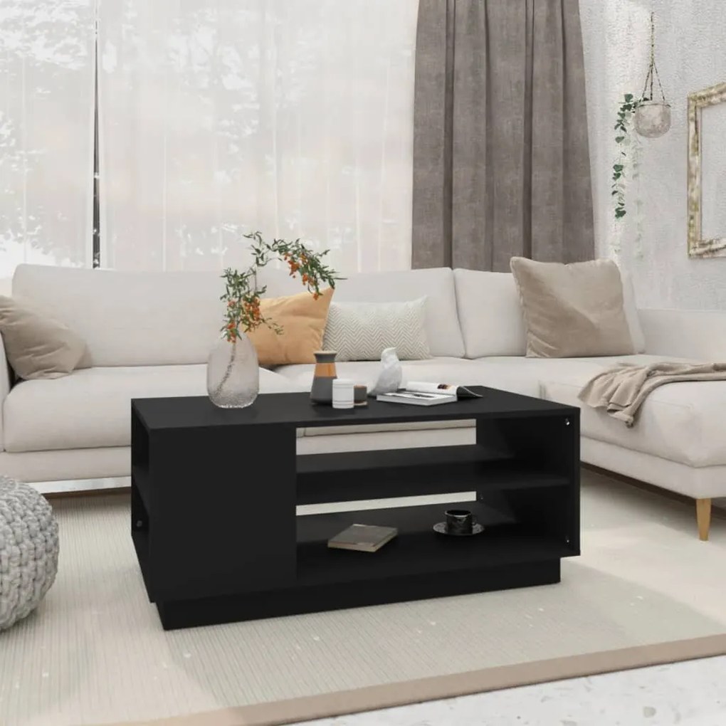 Fekete szerelt fa dohányzóasztal 102x55x43 cm