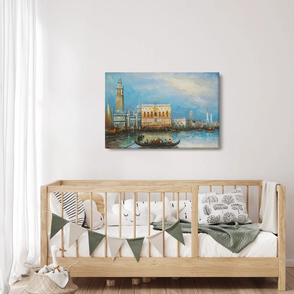 Kép - gondola Velencén áthaladva, olajfestmény (90x60 cm)
