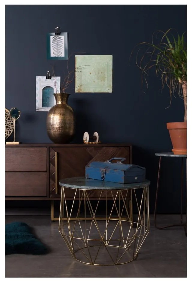 Tárolóasztal márvány lappal, ⌀ 51 cm - Dutchbone