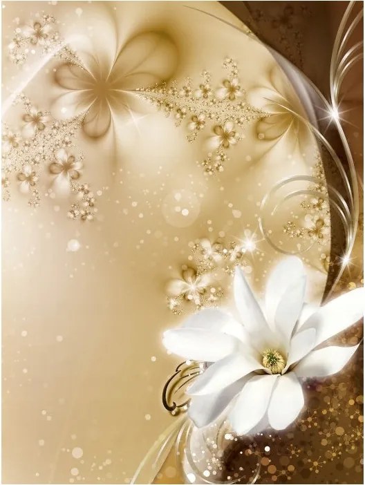 Fotótapéta Virágos bézs és arany Finomság a falakon 206x275 +ragasztó