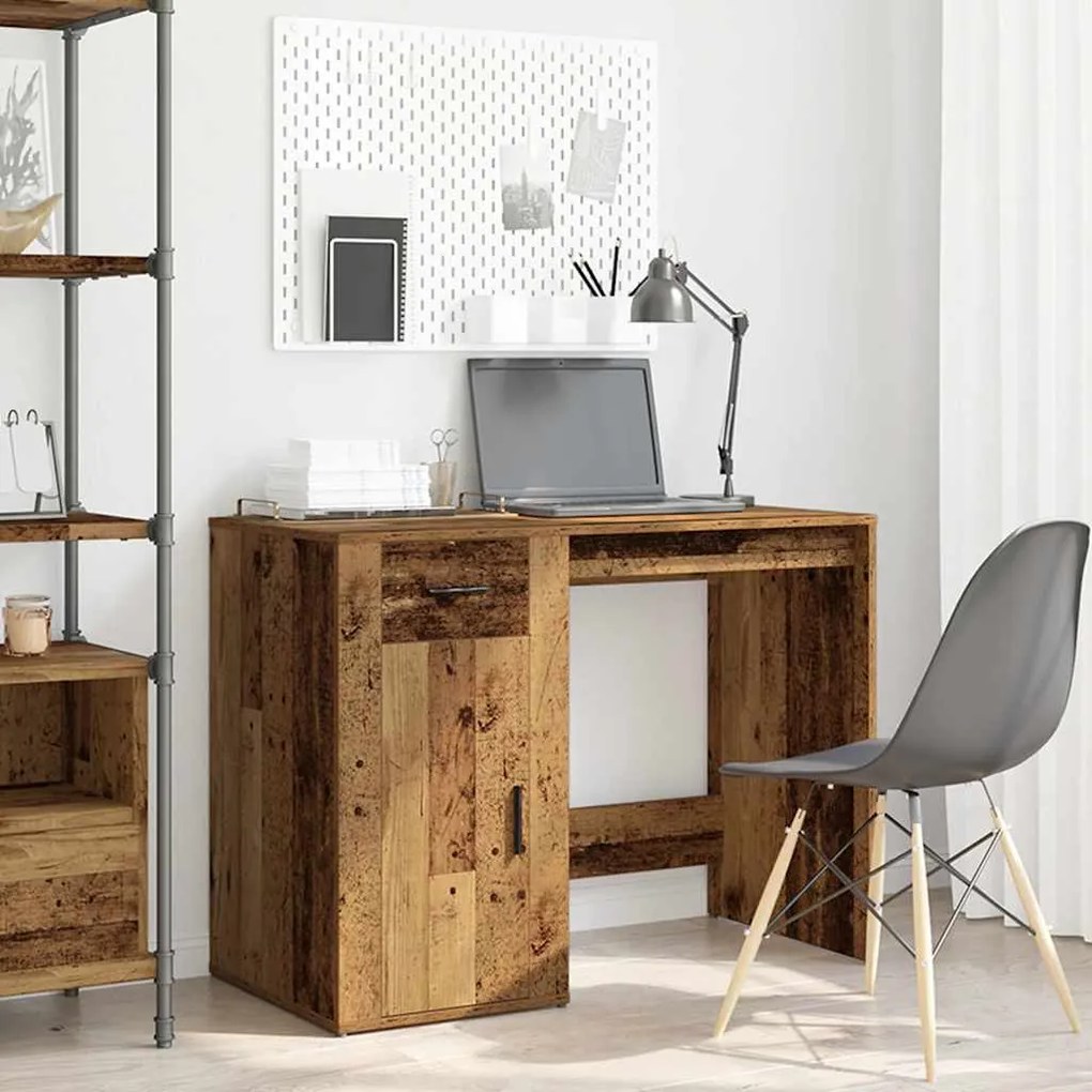 antik fa színű szerelt fa íróasztal 100 x 49 x 75 cm