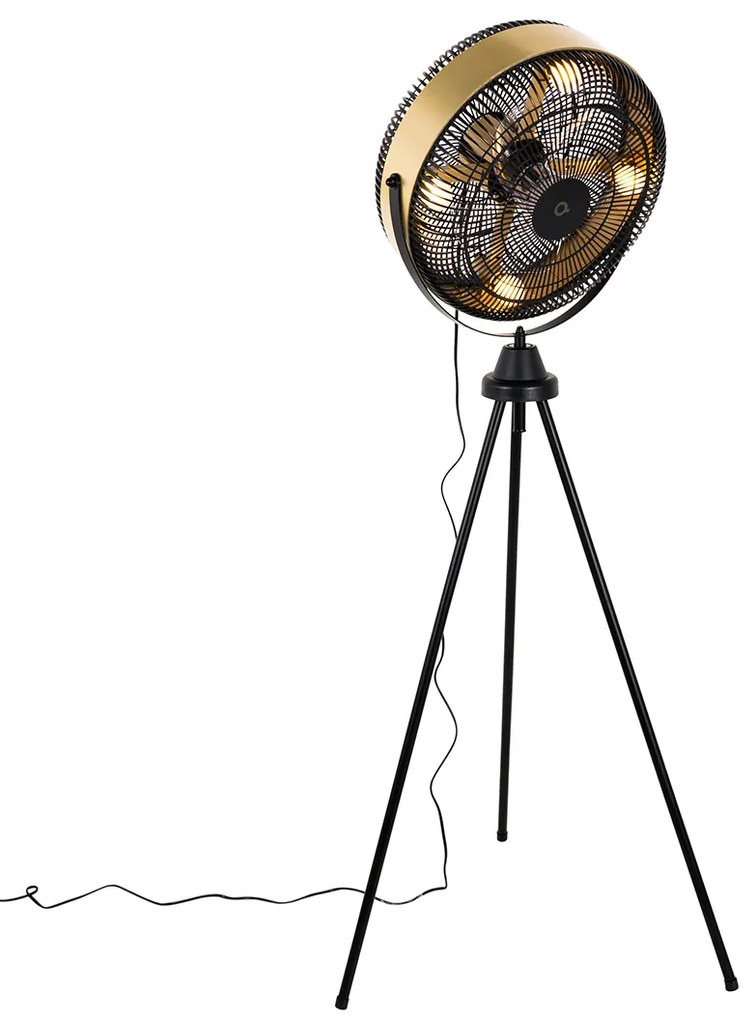 Álló ventilátor fekete arany színnel, 4 izzós, dimmelhető - Kim