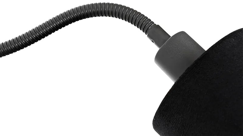 Fali lámpa fekete árnyékolóval, fekete kapcsolóval és rugalmas karral - Merwe