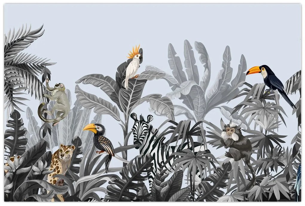 Kép - Illusztrált dzsungel (90x60 cm)