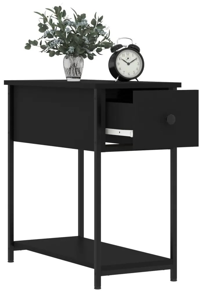 2 db fekete szerelt fa éjjeliszekrény 30x60x60 cm