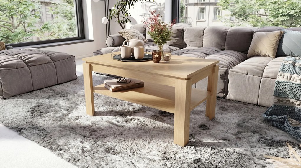 Mazzoni ASTI-R Oasis Tölgy - MODERN DOHÁNYZÓASZTAL BŐVÍTHETŐ ASZTALLAPPAL