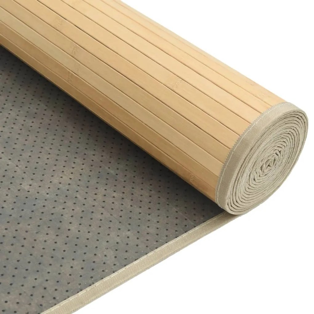 négyszögletű világos természetes bambusz szőnyeg 80 x 200 cm