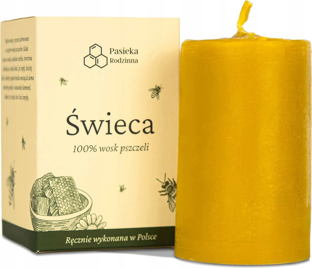 Méhviasz gyertya henger 9 cm Díszdobozban 100% Méhviasz