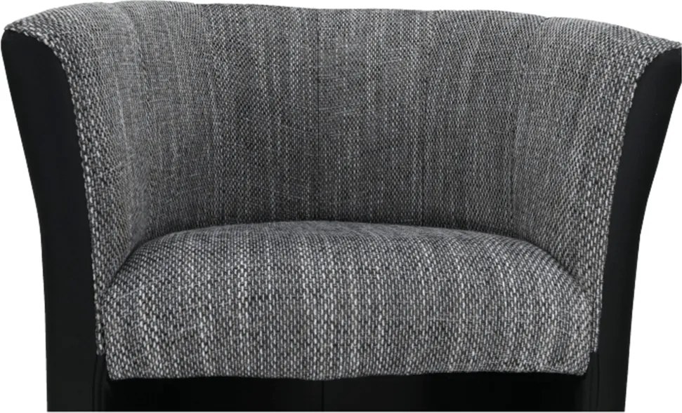 Klub fotel, fekete textilbőr/ szürke szövet, CUBA