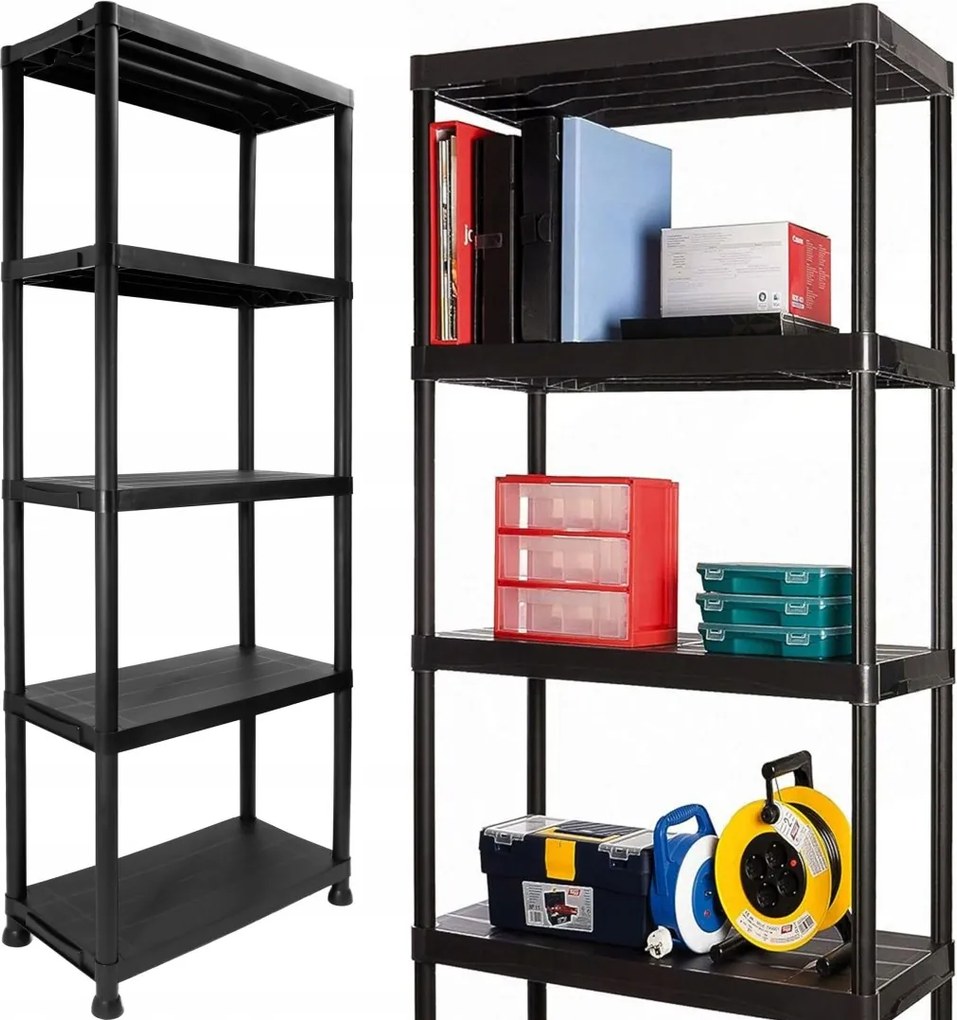 Irving műanyag könyvespolc 5 szintes, fekete