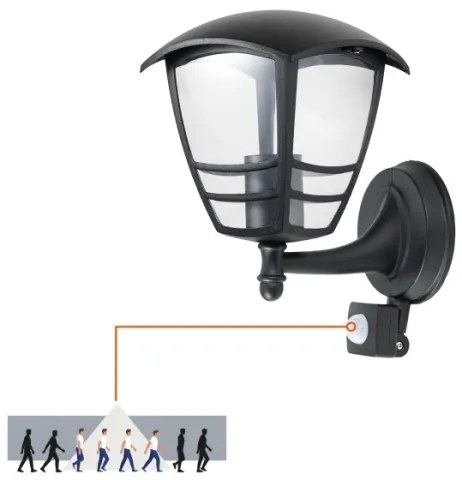 Kültéri fali lámpa érzékelővel TEVIO 1xE27/60W/230V IP54 fekete