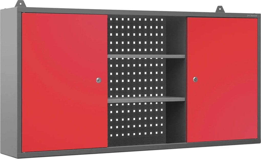 Függesztett műhelyszekrény, antracit-piros, 1200x600x200 mm: BEN