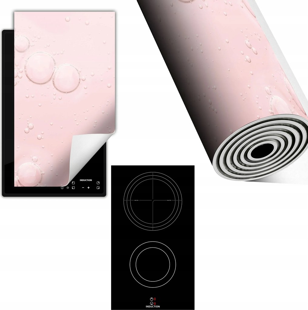 Indukciós Védőszőnyeg Konyhapultra 30x52 rózsaszín buborékok