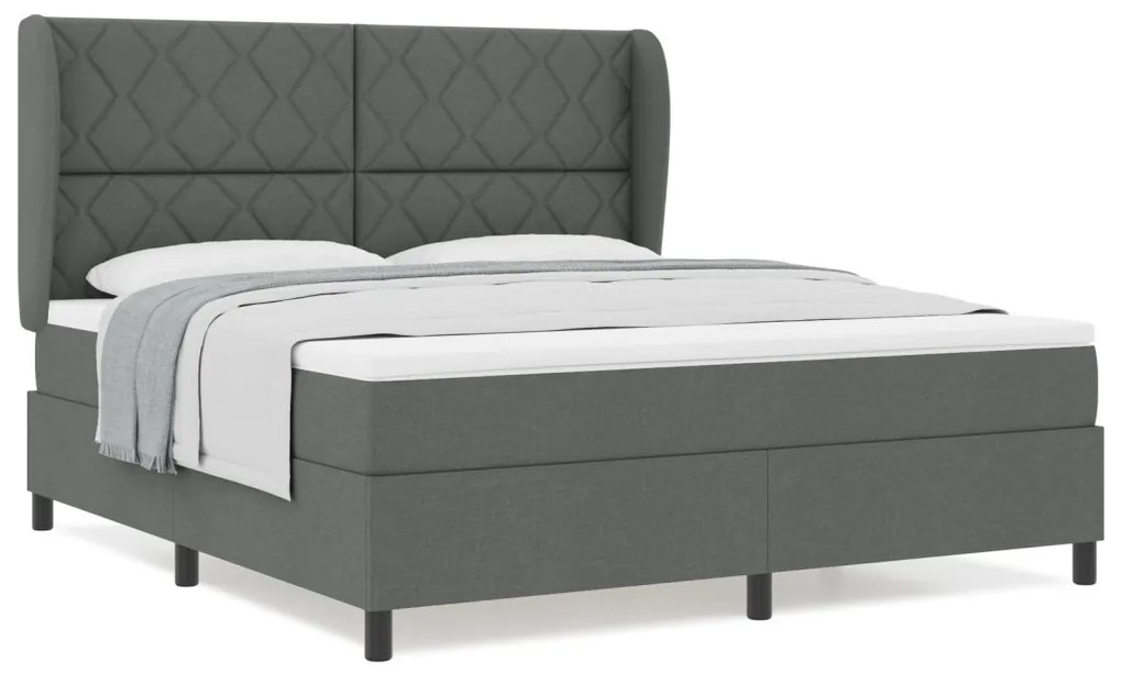 Boxspring Ágy Matrac Kíséretében Sötétszürke Színben, 180x200 cm Szövet