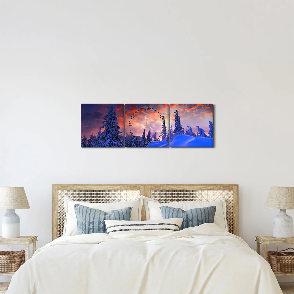 Kép - Téli szürkület (órával) (90x30 cm)