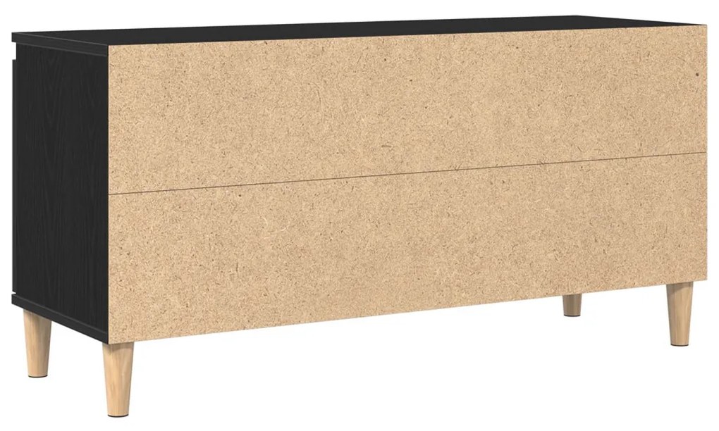 TV Szekrény Fa Lábbal Fekete Tölgy 102x35x50 cm