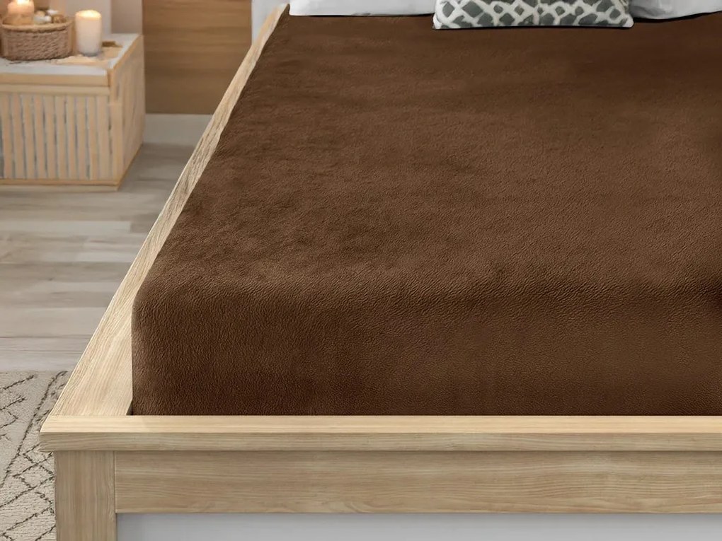 Mikroplüss lepedő SOFT 160x200 cm barna