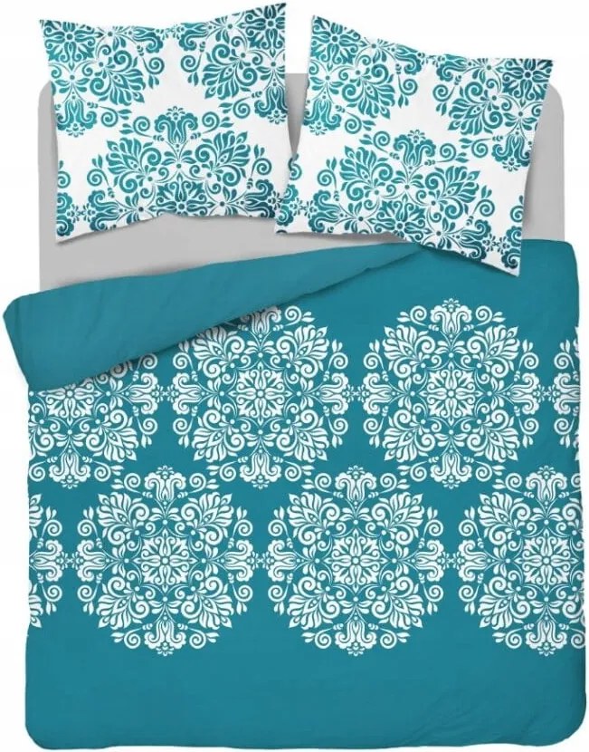 Flanel ágyneműhuzat 220x200 Türkizkék dísz