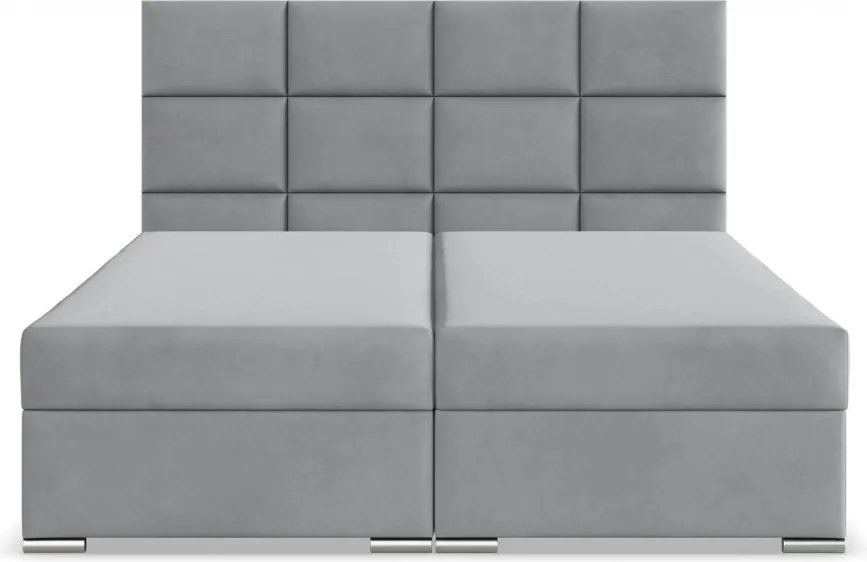 Calvi ágy, bársony, 160 x 200, ágyneműtartóval, szürke