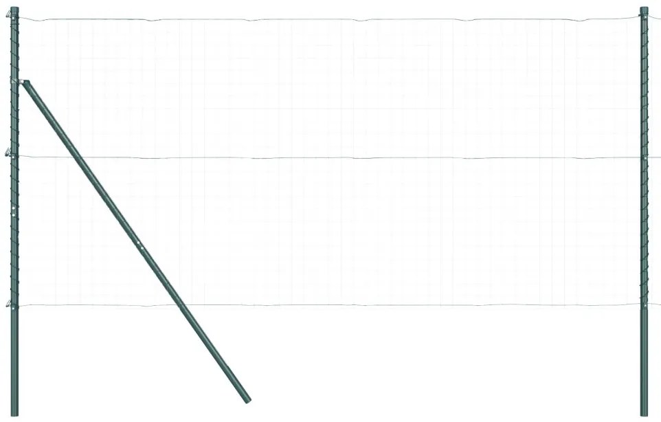 Kerítésoszlopok 26 db Zöld Ø32 mm 200 cm Galvanizált Acél