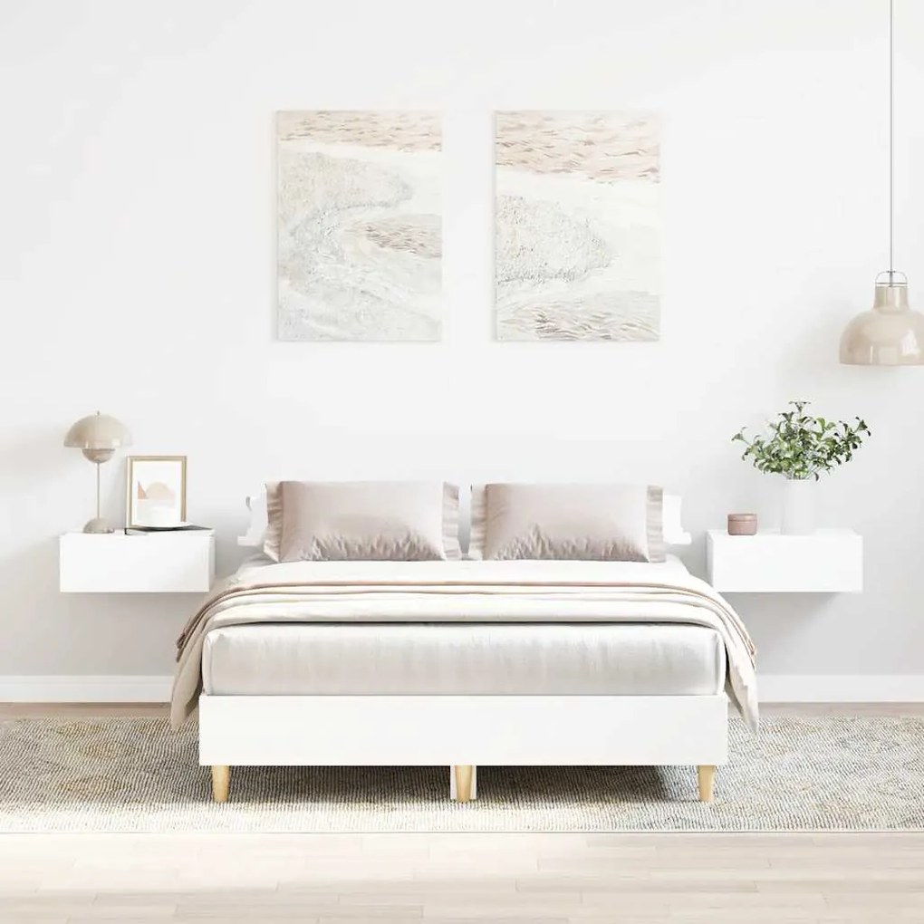 fehér szerelt fa ágykeret matrac nélkül 120 x 200 cm