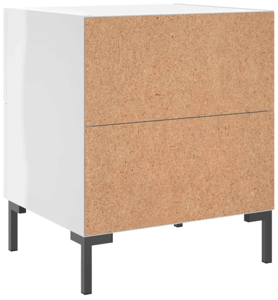 2 db magasfényű fehér szerelt fa éjjeliszekrény 40x35x47,5 cm