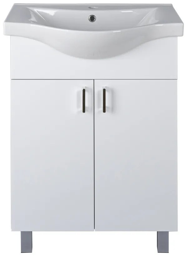 VivaStyle EKONOMIK 65 lábon álló 2 ajtós fürdőszobabútor Sanovit ALBATROS 10065 mosdóval 64,5x46,5