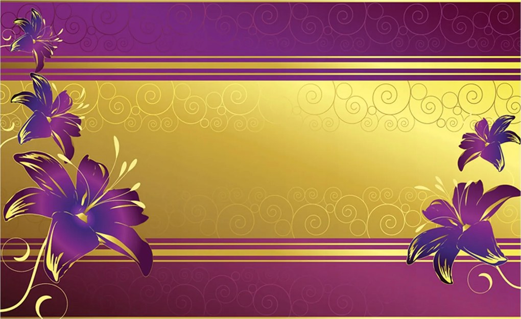 Fotótapéta flizelina liliom arany absztrakt lila elegancia 250x175 +ragasztó