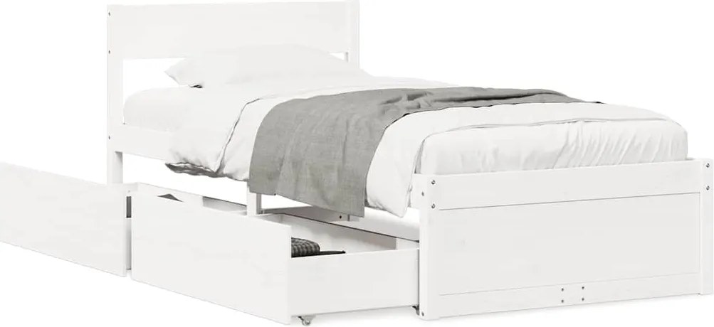 vidaXL fehér tömör fenyőfa ágy matrac nélkül 100 x 200 cm