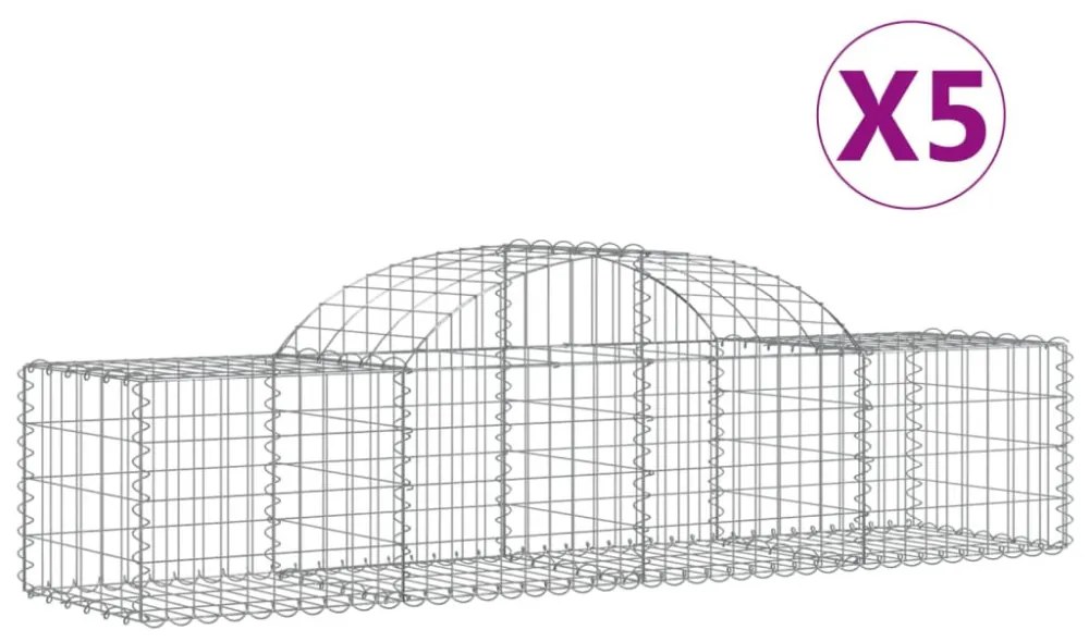 5 db íves horganyzott vas gabion kosár 200x50x40/60 cm