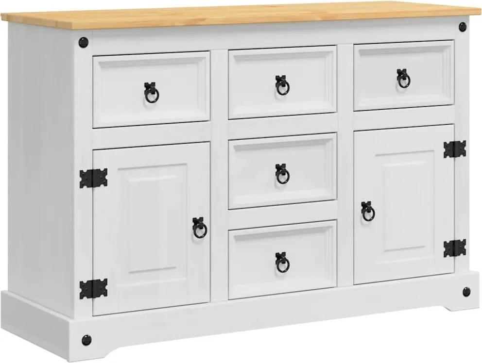 vidaXL Tárolódobozok Corona Fehér 112 x 40 x 75 cm Tömör fenyőfa